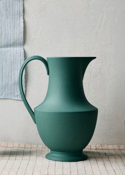 Sir/Madam Verdant Green Large Stoneware Pitcher Vase - 12"