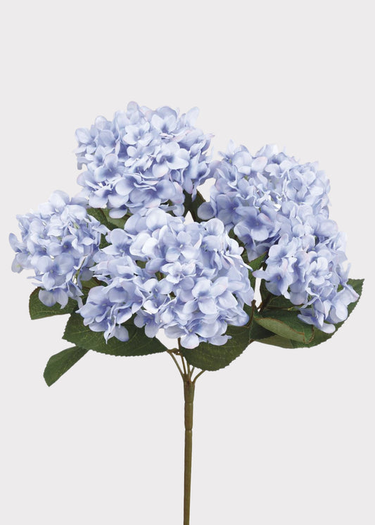 Artificial Hydrangea Flower Bush in Light Blue - 14"