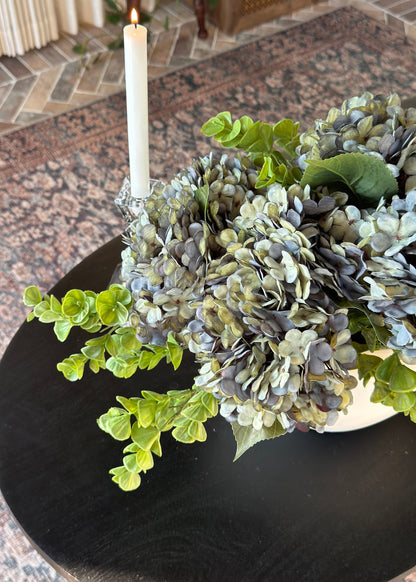 Fake Hydrangea Flower Bundle in Antique Blue - 13.5"