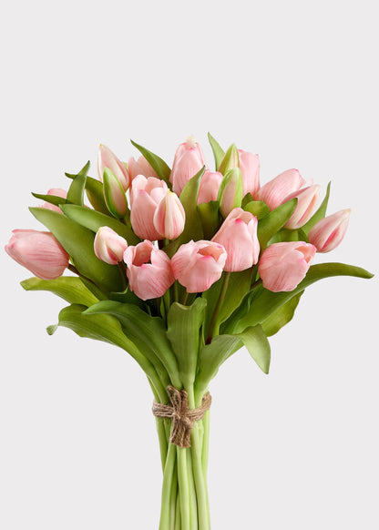 Artificial Tulip Flower Bouquet in Pink - 11.75"