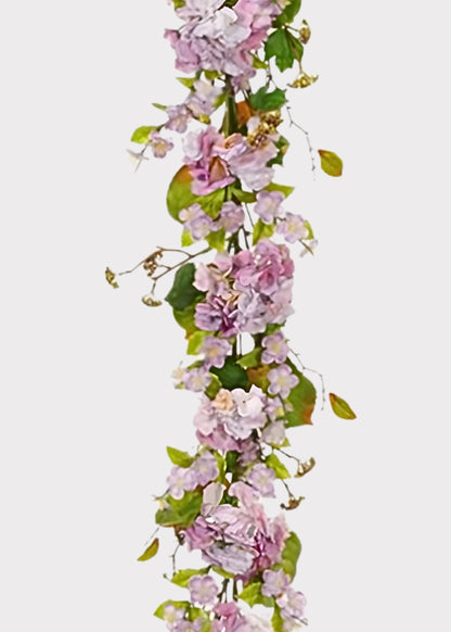 Lavender Fake Blooming Hydrangea Flower Garland - 72"
