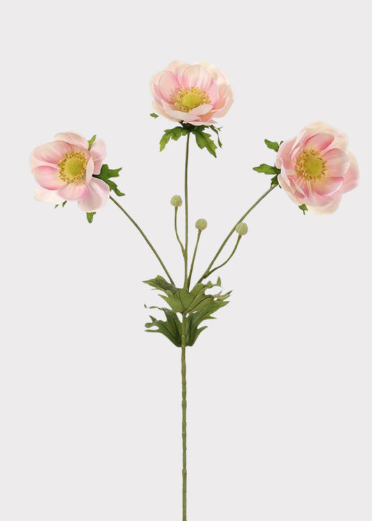 Fake Wild Anemone Flowers in Pink Cream - 29"
