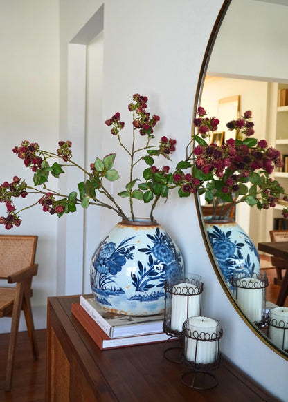 Mauve and Burgundy Fake Raspberry Fruit Branch - 30.5"