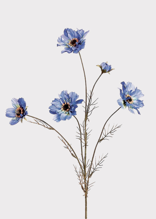 Artificial Cosmos Daisy Flower Spray in Blue - 32"