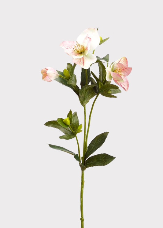 Pink Fake Blooming Hellebore Flower Spray - 25"