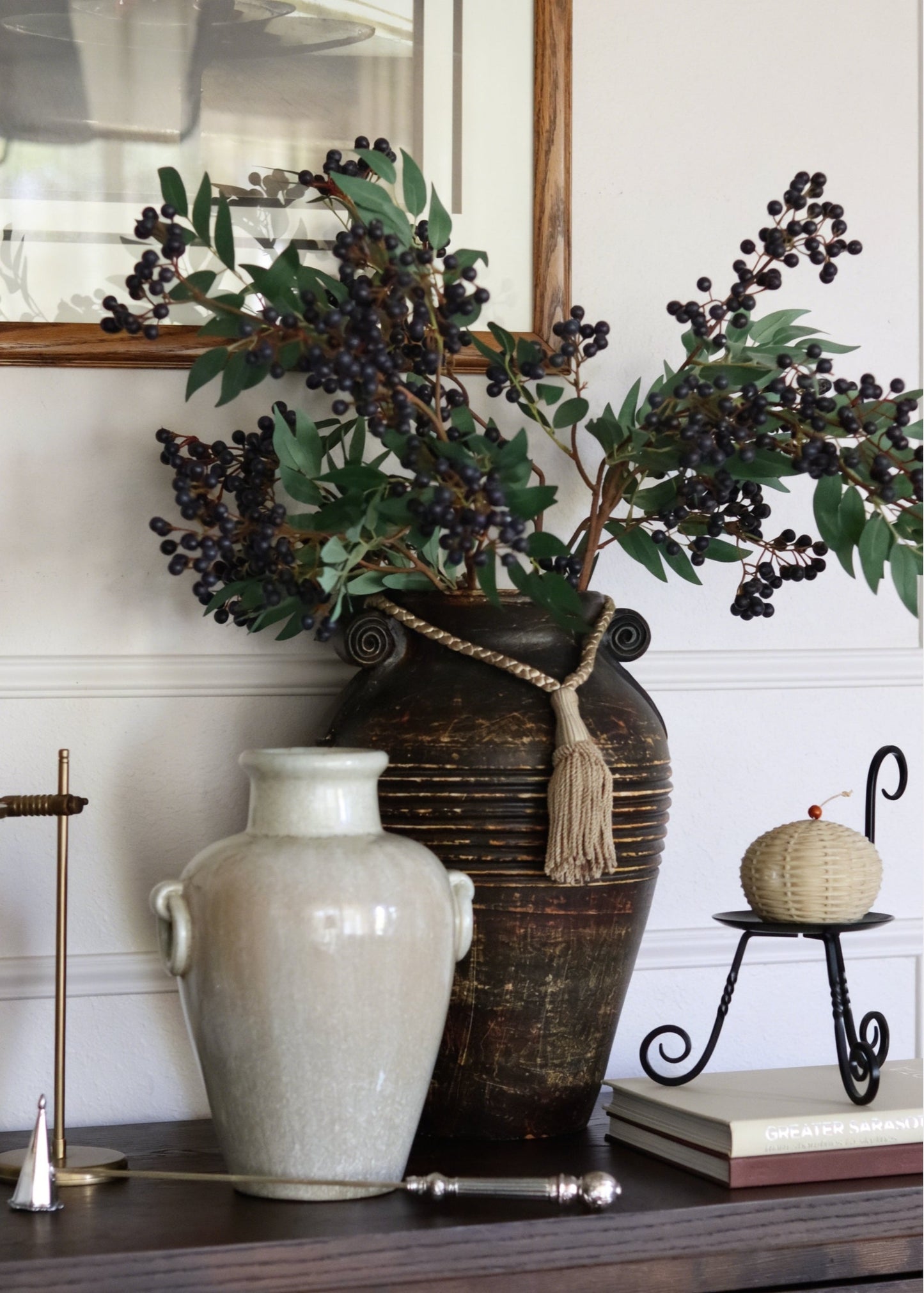 Artificial Berries Blue Pepperberry Branch - 40"