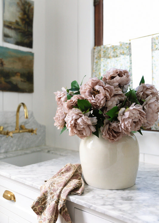 Artificial Peony Flower in Mauve Beige - 18.5"