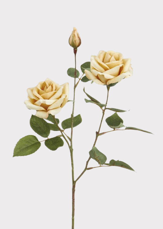 Fake Flowers Beige Blooming Rose Spray - 26"