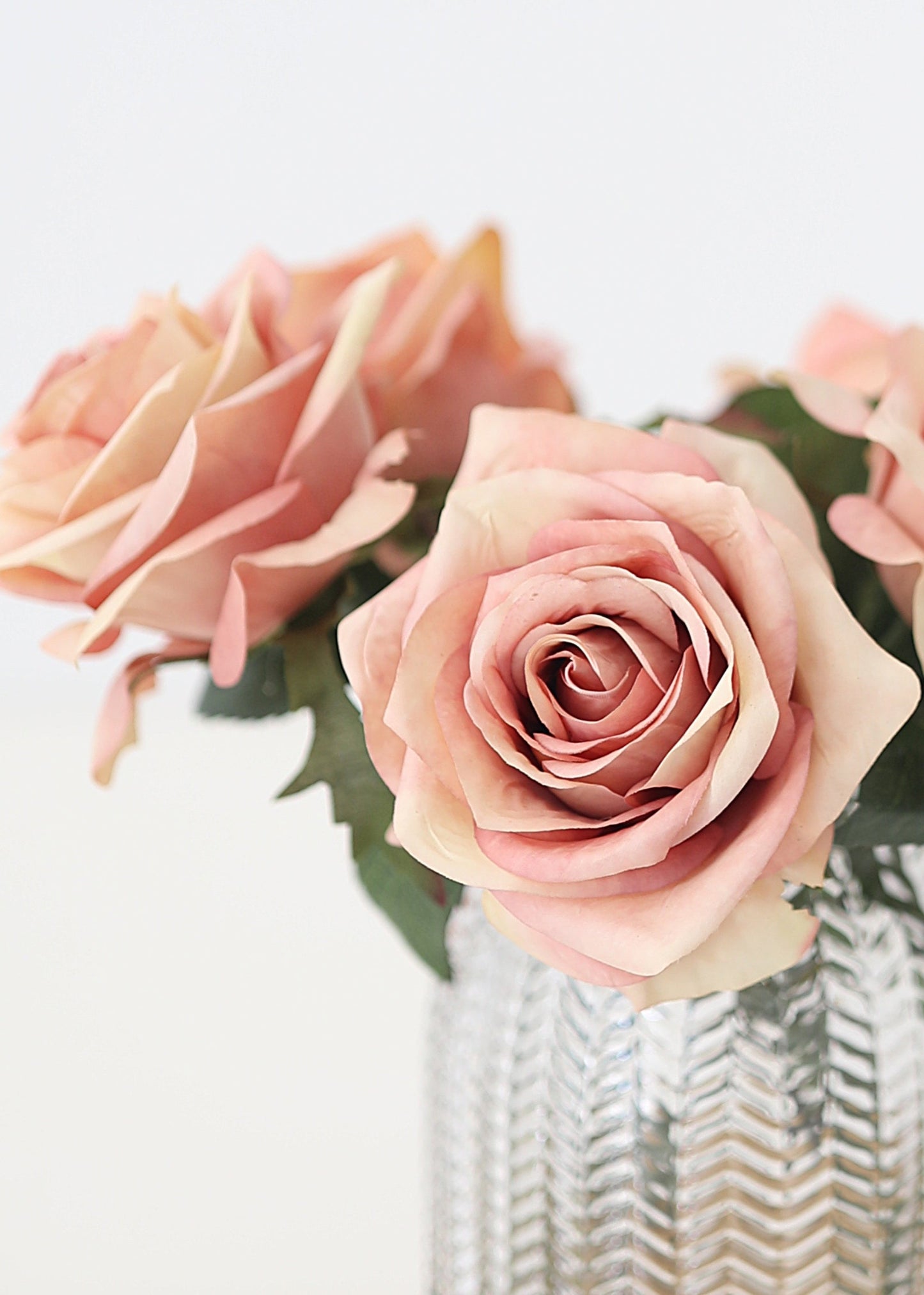 Sunset Pink Silk Rose Flower - 21.5"