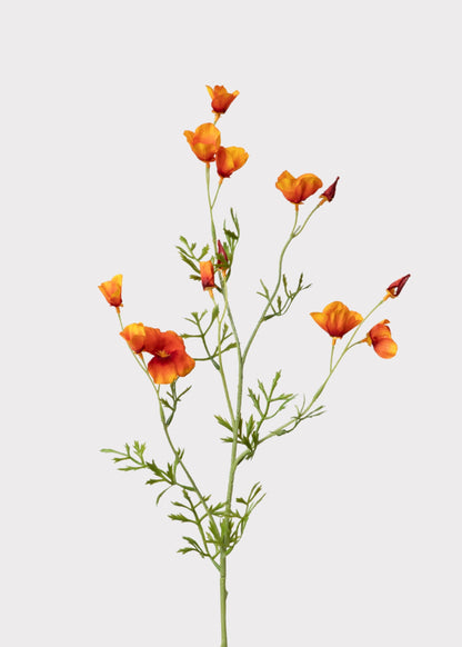 Orange Mini Fake Poppy Flower Spray - 26"