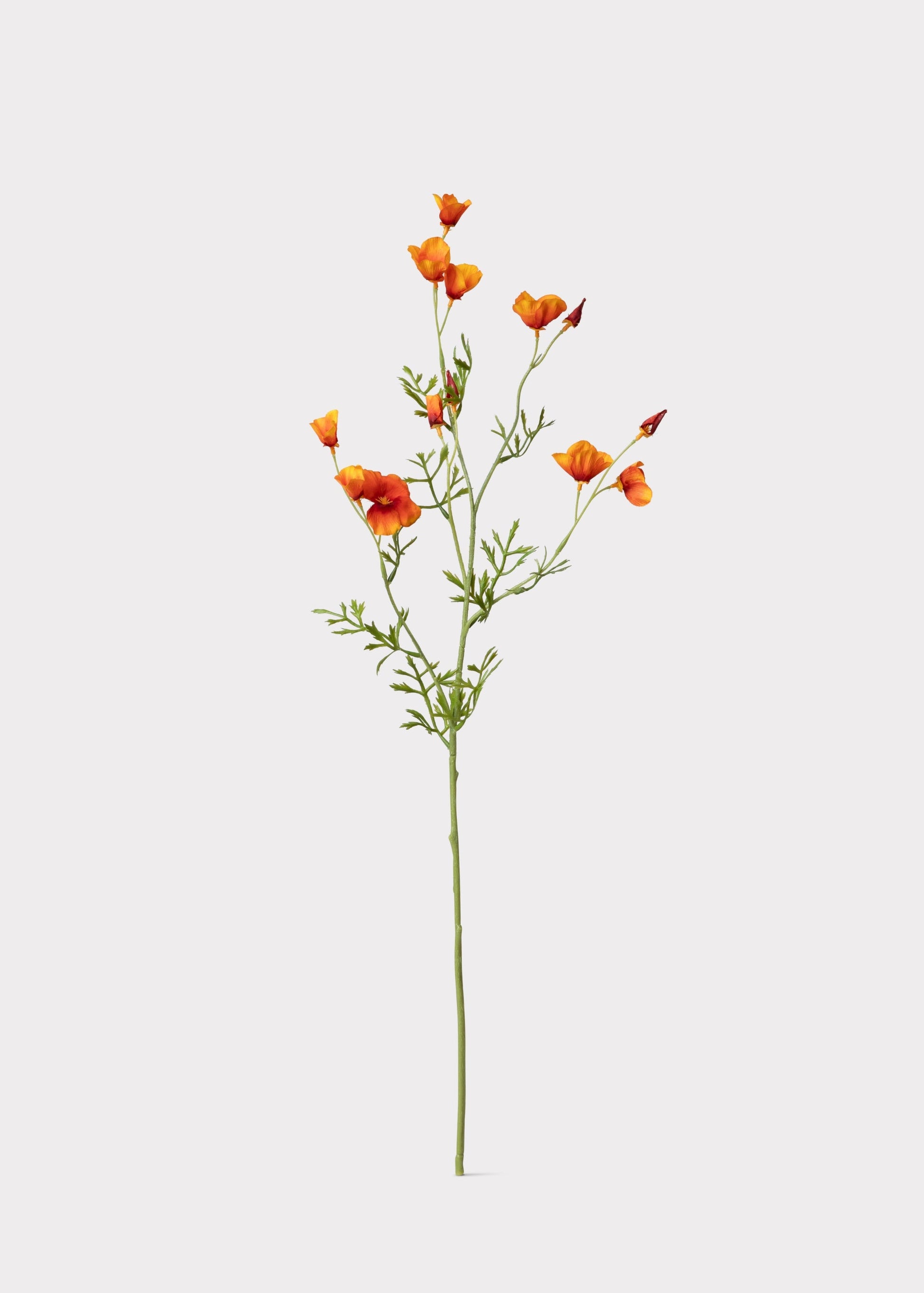 Orange Mini Fake Poppy Flower Spray - 26"