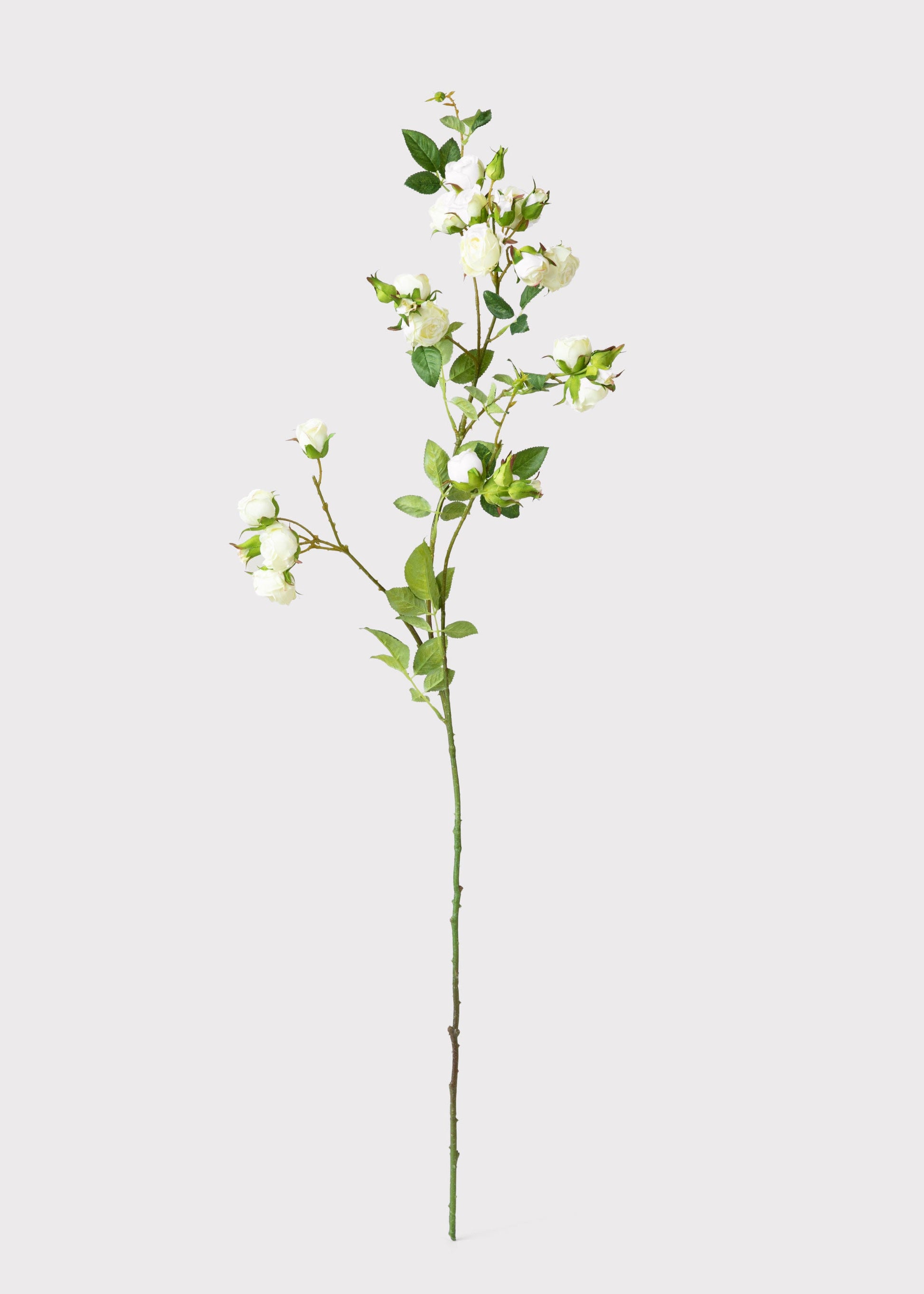 Tall Artificial Rose Branch in Cream White - 44"