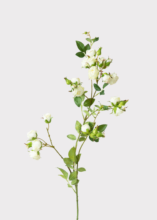 Tall Artificial Rose Branch in Cream White - 44"