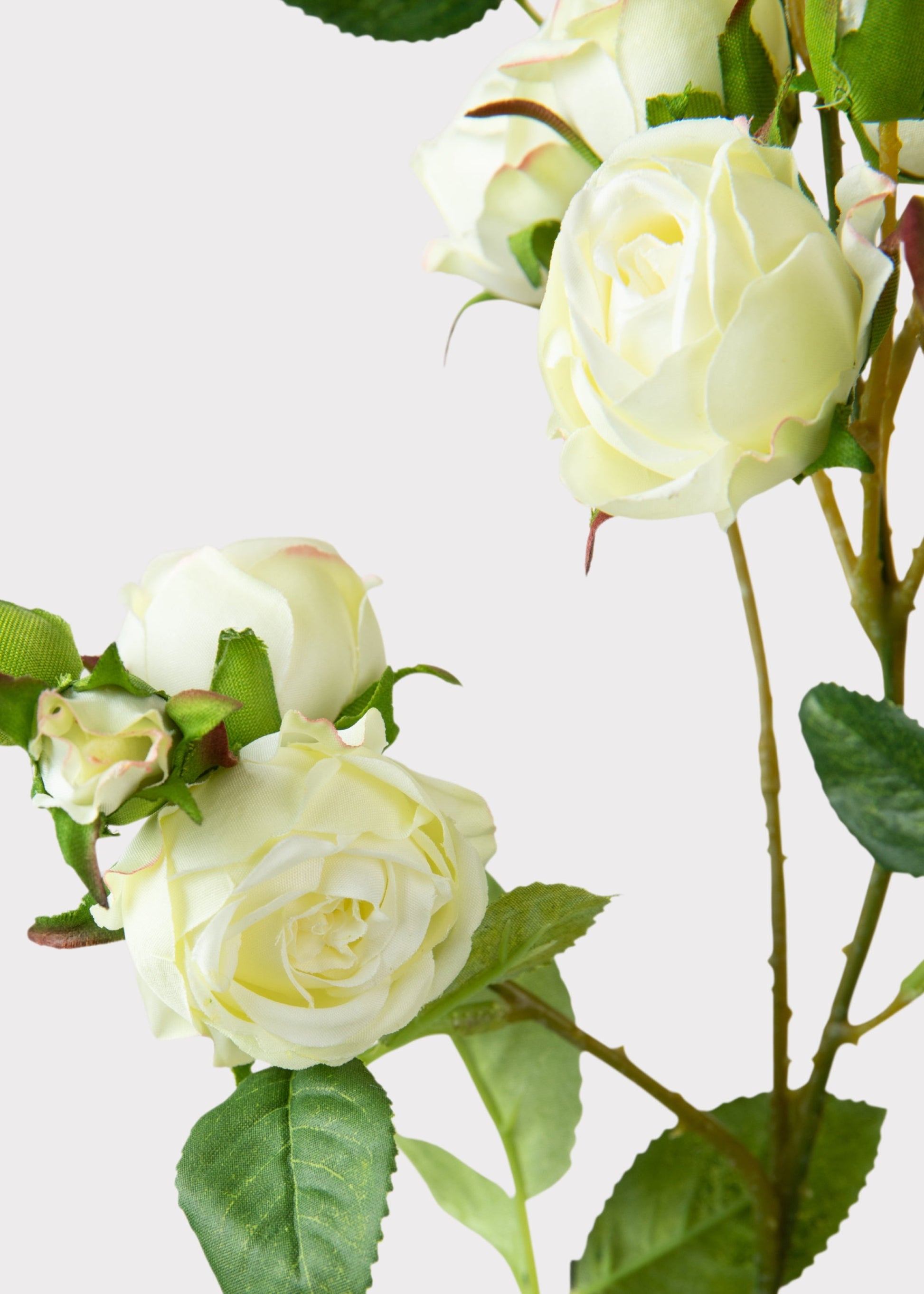 Tall Artificial Rose Branch in Cream White - 44"