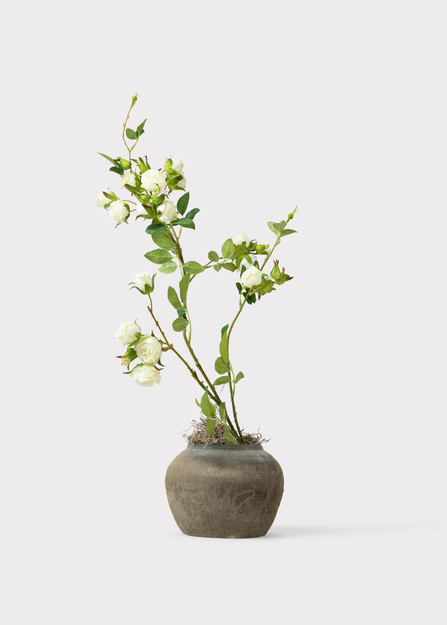 Tall Artificial Rose Branch in Cream White - 44"