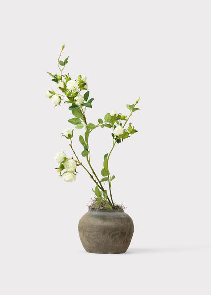 Tall Artificial Rose Branch in Cream White - 44"
