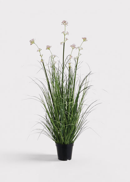 Mauve Fake Flower and Milkweed Grass Potted Plant - 35"