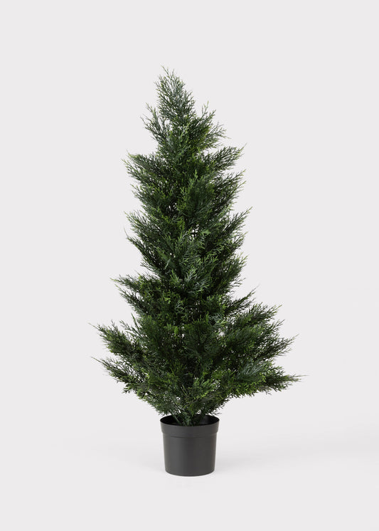 Fake UV Treated Indoor/Outdoor Cedar Topiary Tree in Pot - 48"