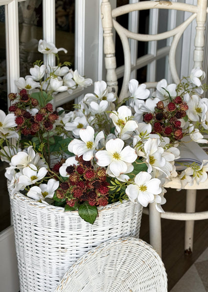 Artificial Blooming Dogwood Flower Branch in White - 44"