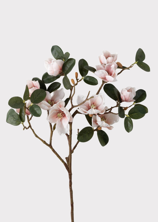 Artificial Magnolia Flower Branch in Blush - 40"