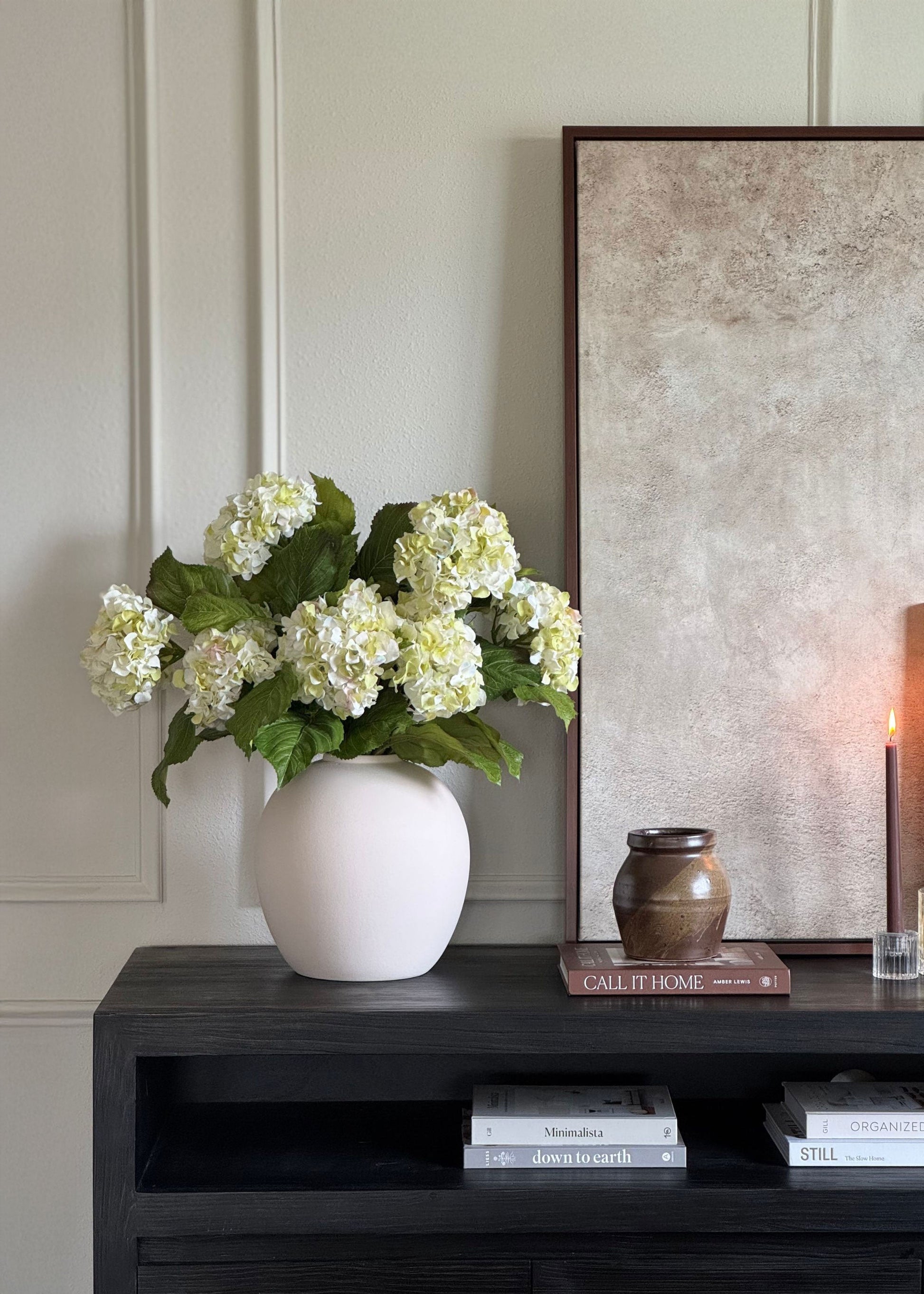 Large Cream Green Hydrangea in Bailey Cream Vase Design