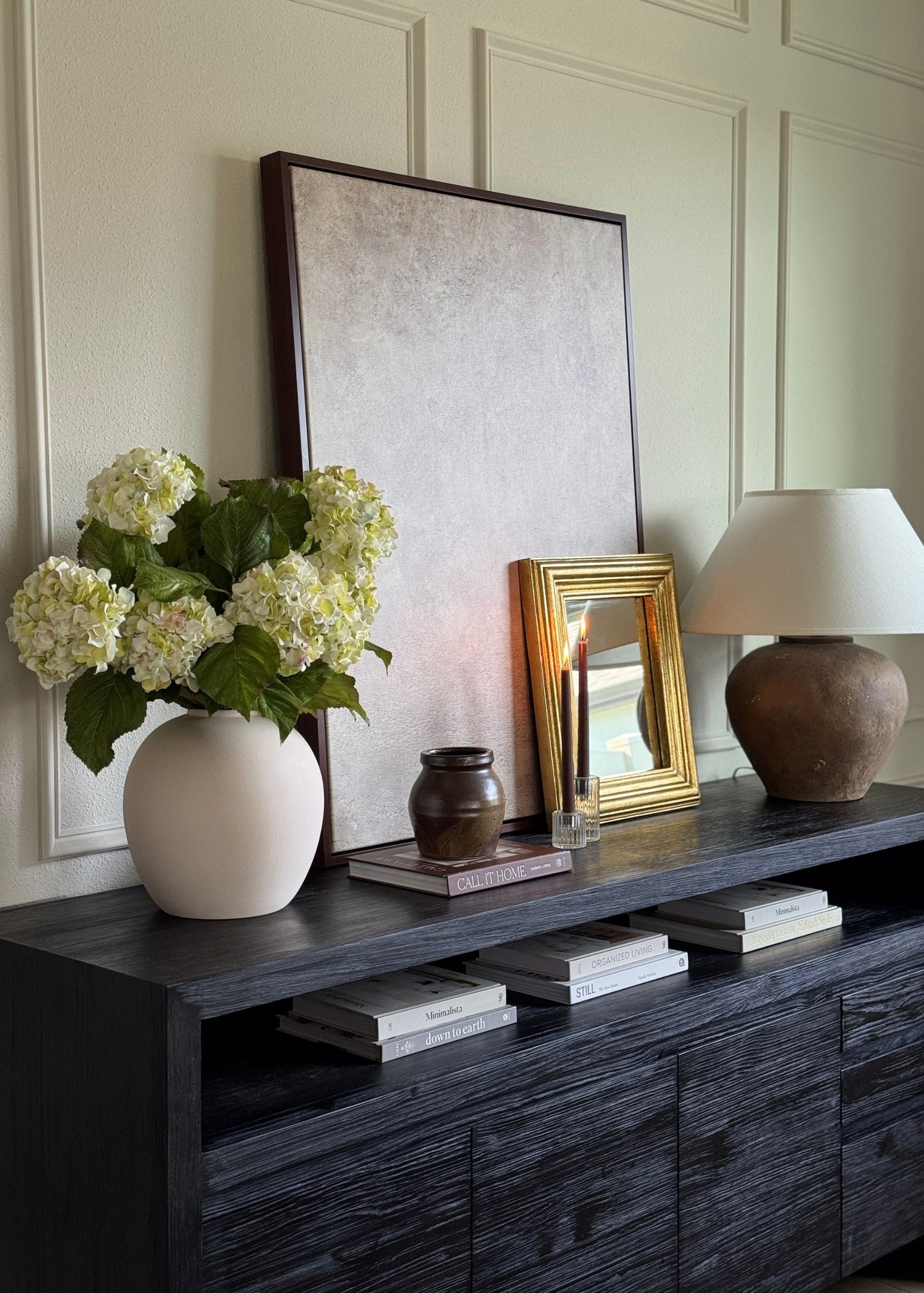 Large Cream Green Hydrangea in Bailey Cream Vase Design