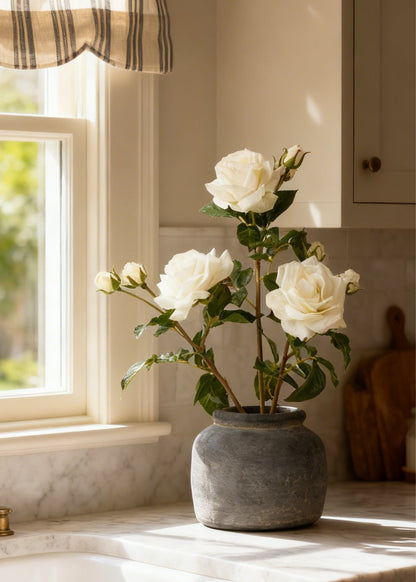 Cream White Real Touch Juliet English Rose - 22"