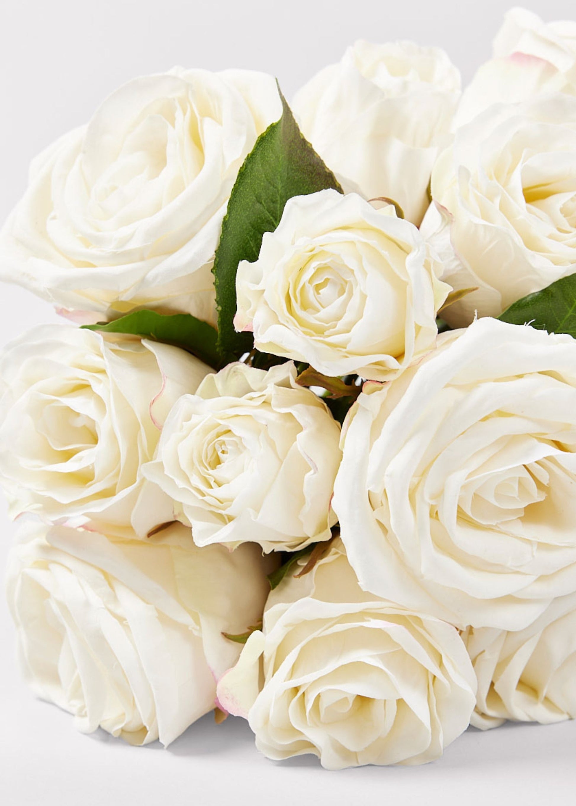 Premium Faux-Ever Rose Bouquet in Cream - 12"