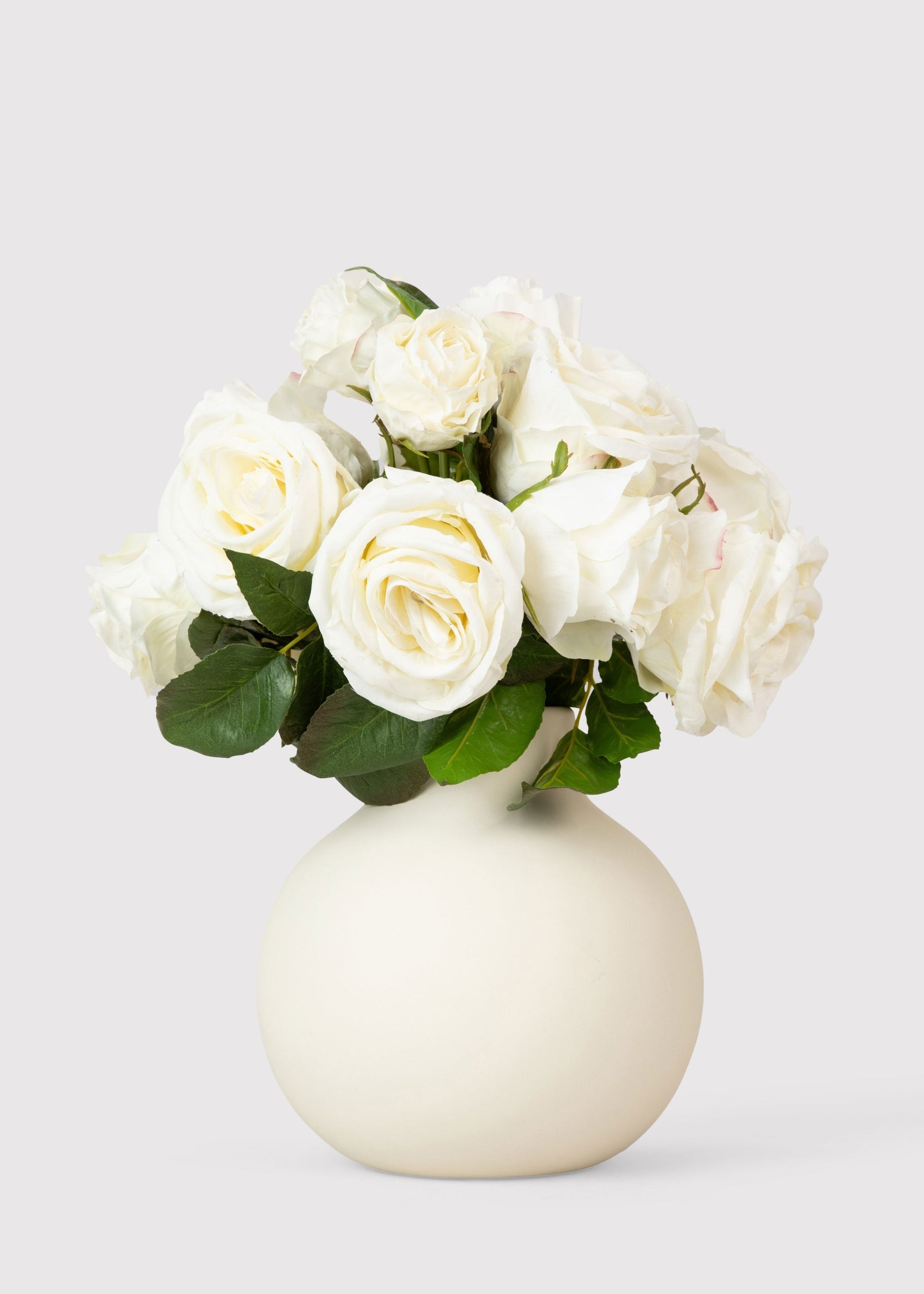 Premium Faux-Ever Rose Bouquet in Cream - 12"