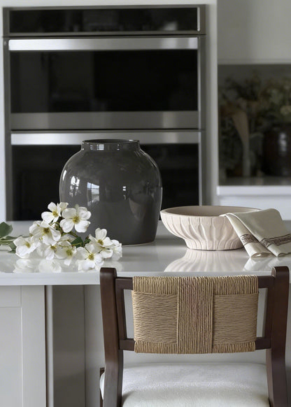 Large White Dogwood Branch and Slate Vase Design