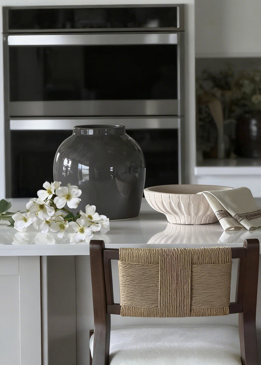 Large White Dogwood Branch and Slate Vase Design