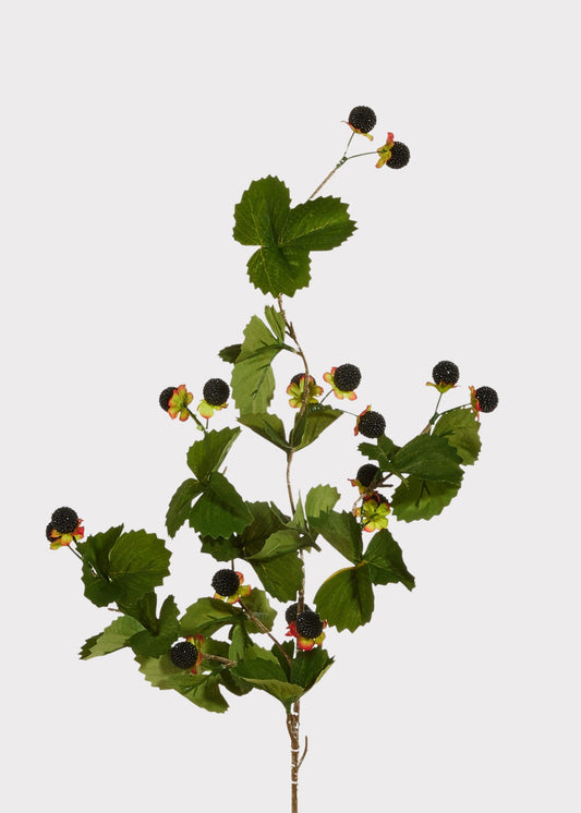 Artificial Berries Black Raspberry Branch - 32"