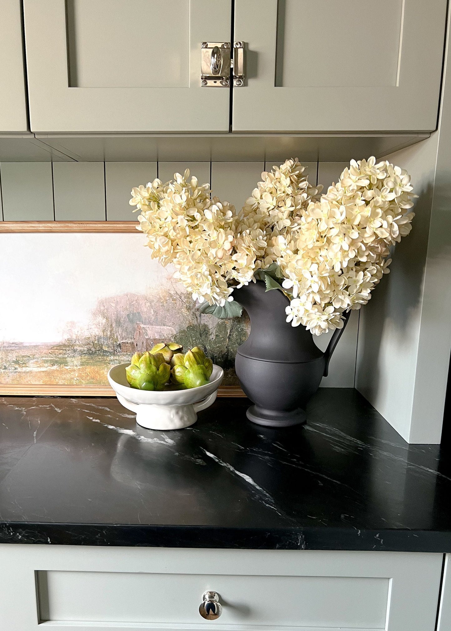 Large Cone Hydrangea in Stoneware Pitcher Design