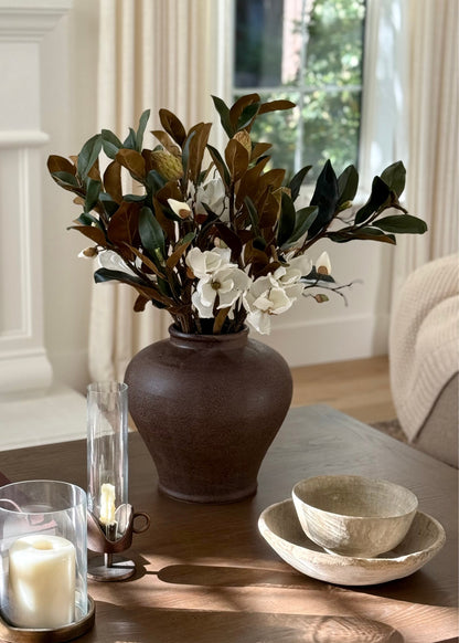 Large Stoneware Table Vase in Warm Brown - 12.5"