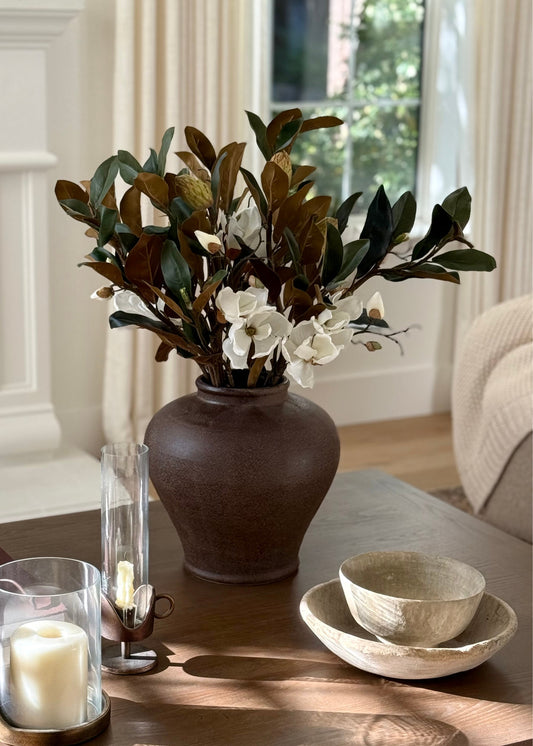 Large Stoneware Table Vase in Warm Brown - 12.5"
