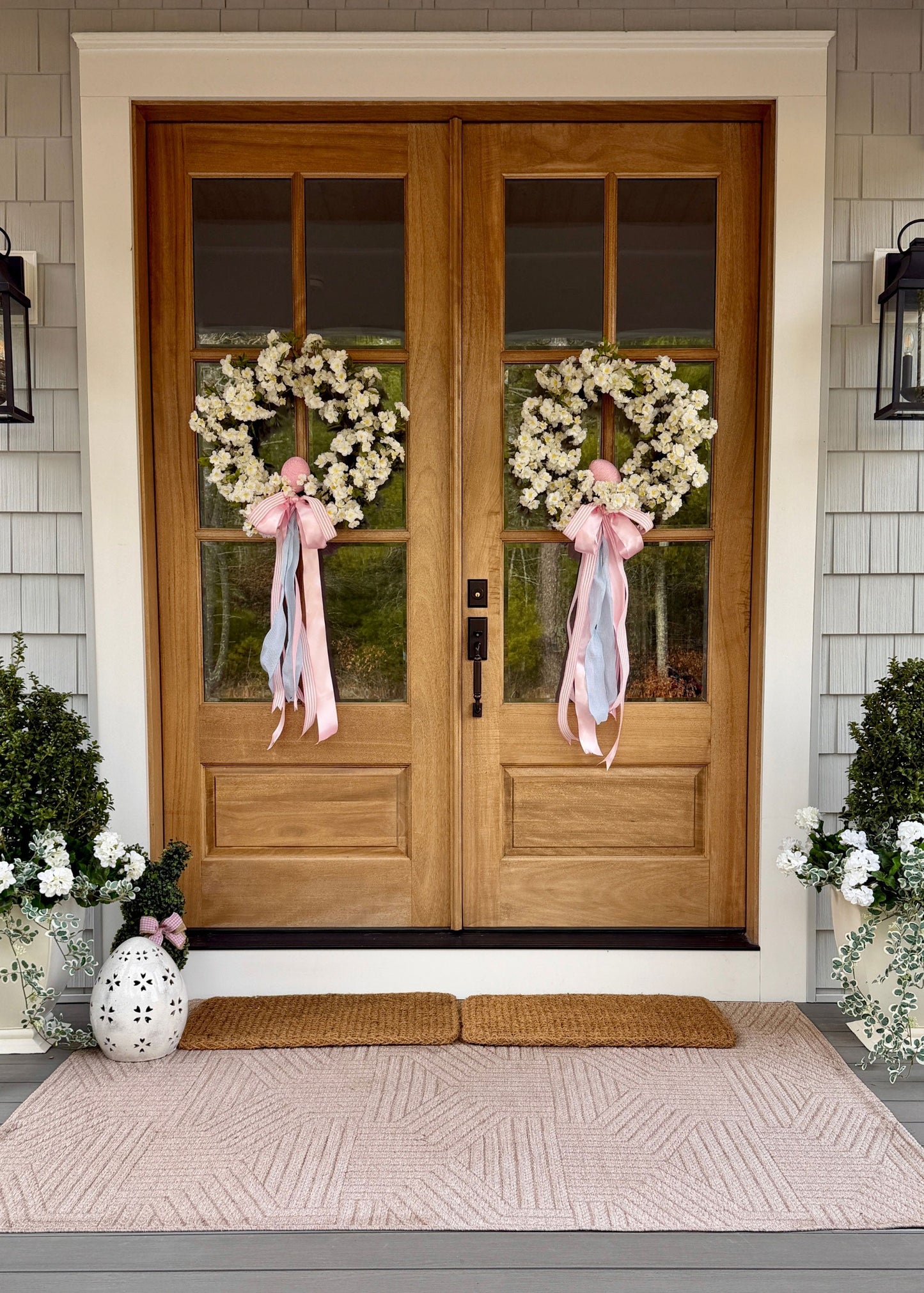Fake Cherry Blossom Wreath in White - 24"