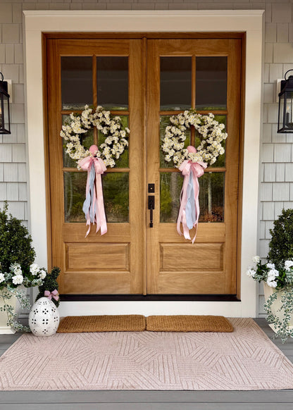 Fake Cherry Blossom Wreath in White - 24"