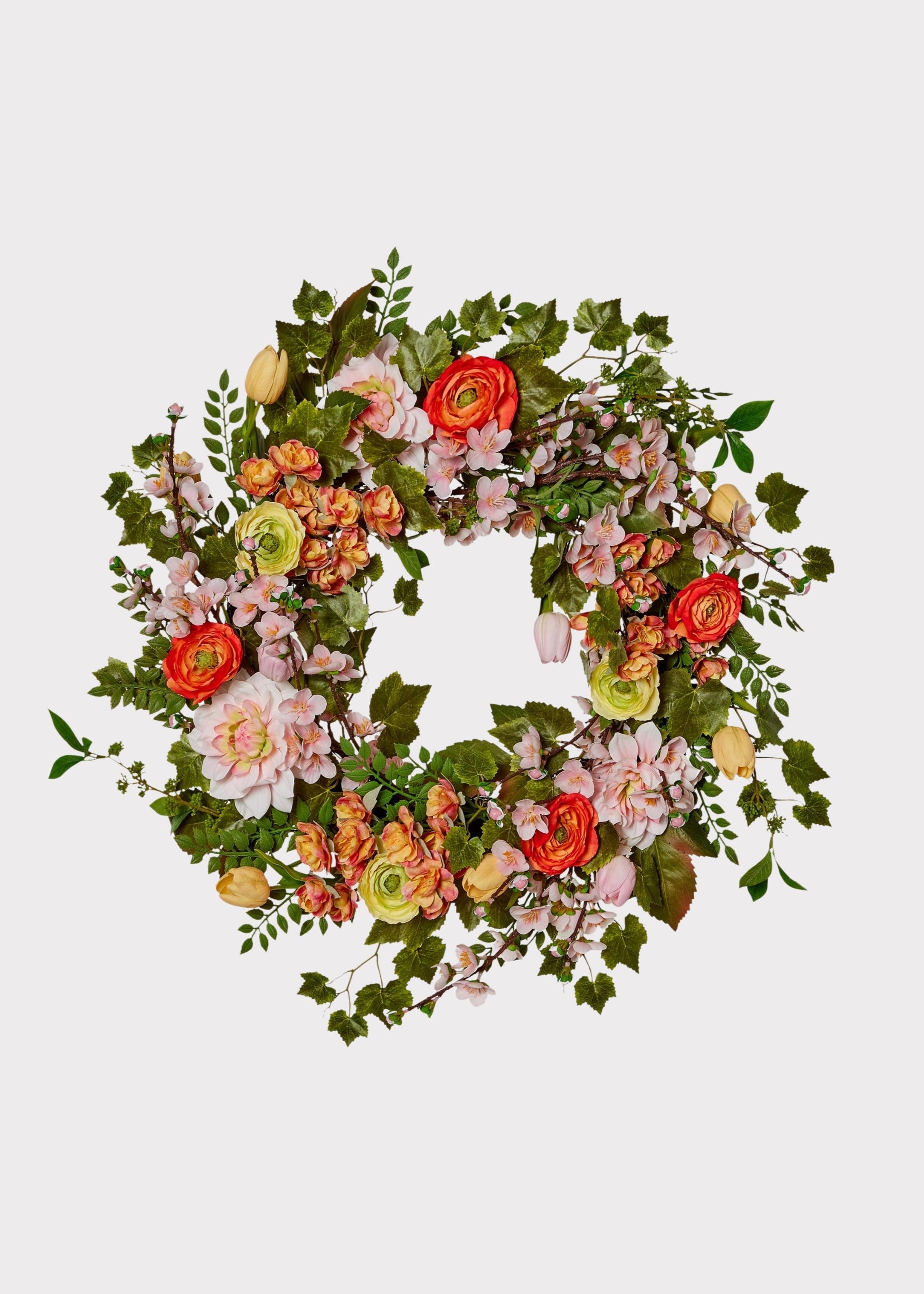 Fake Flower Garden Wreath - 24"