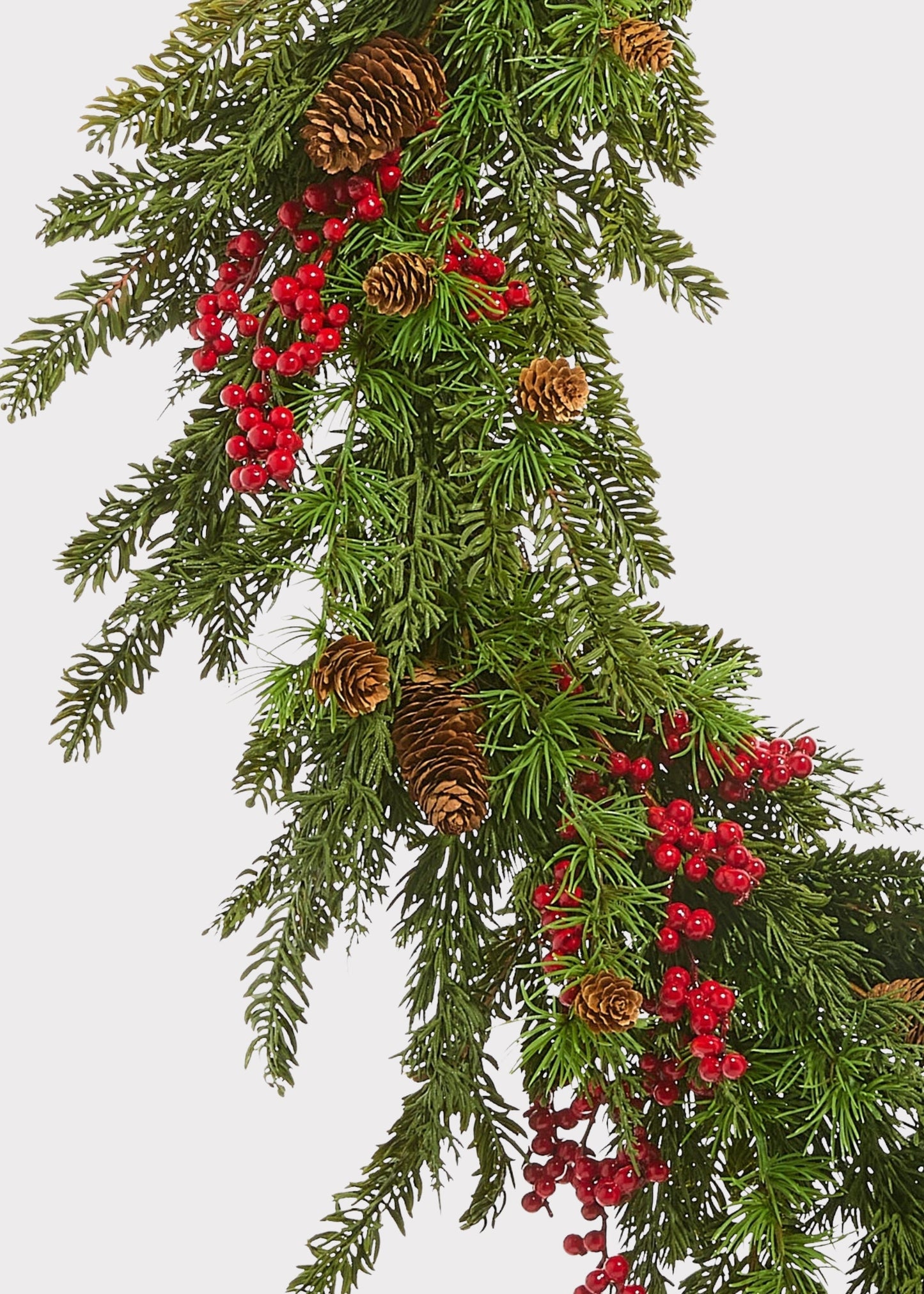 Fake Holiday Cedar and Red Berry Wreath with Pinecones - 30"