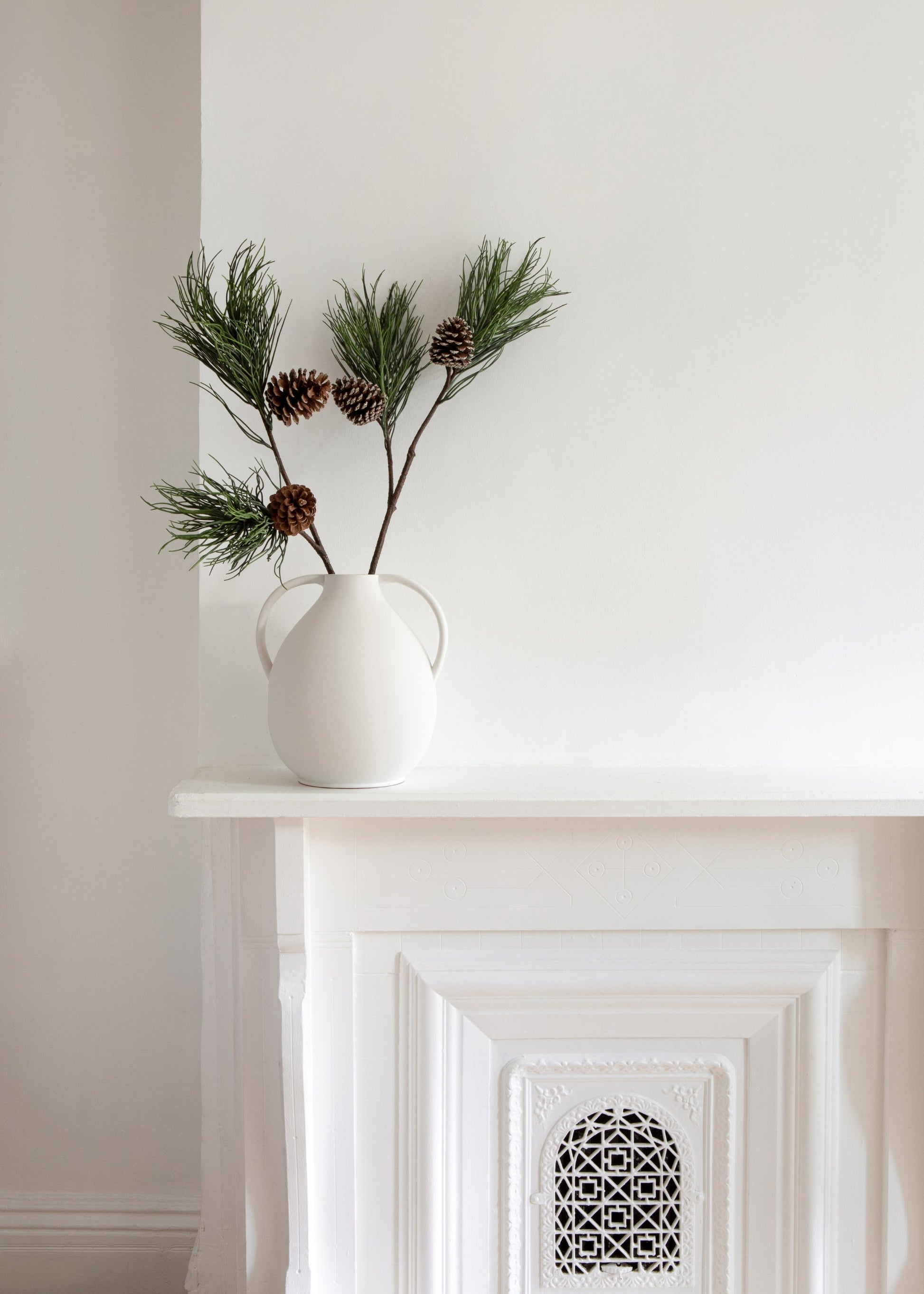 Tall Fake Winter Long Pine Needle Branch with Cones - 40"