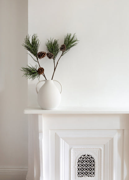 Tall Fake Winter Long Pine Needle Branch with Cones - 40"