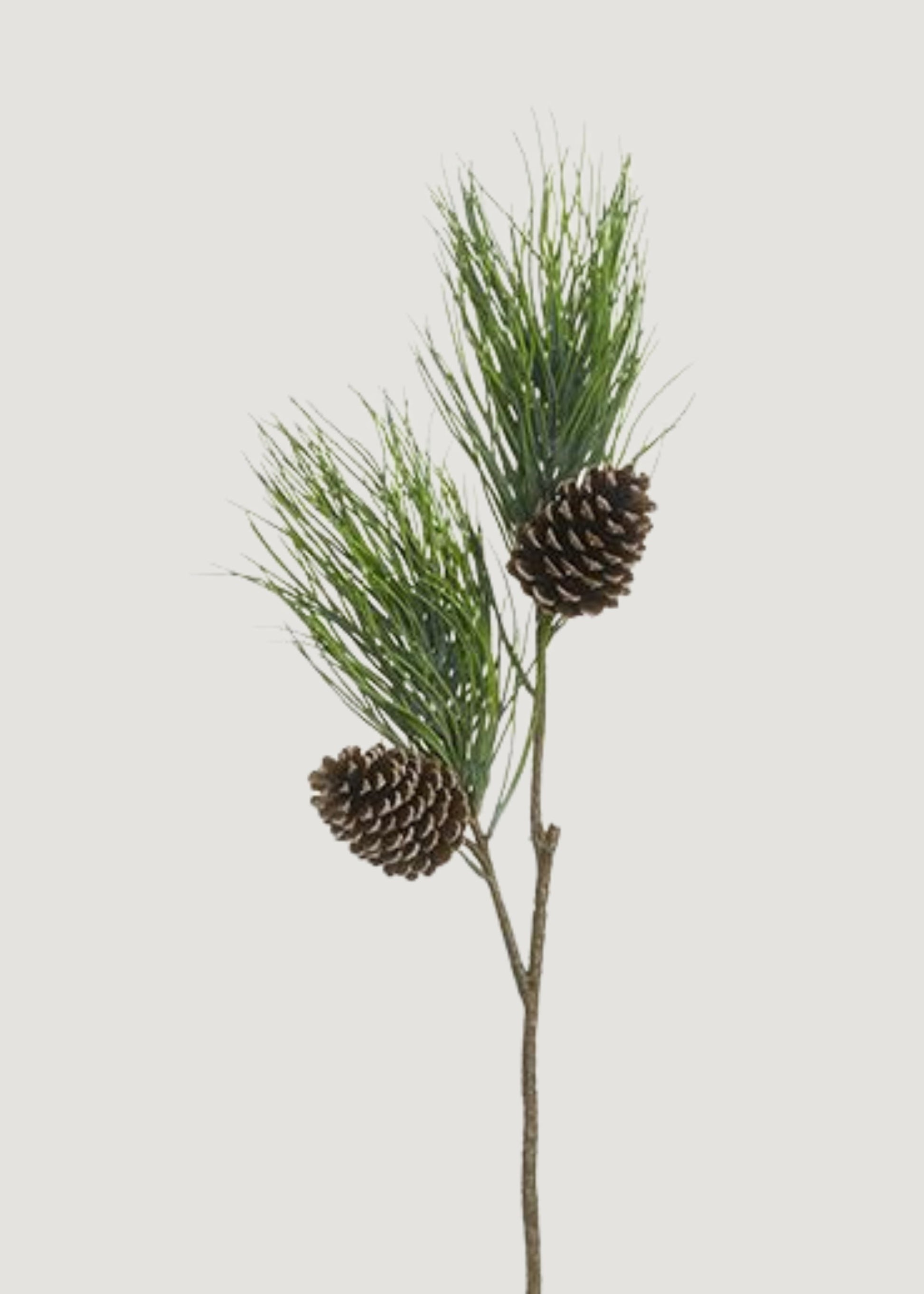Tall Fake Winter Long Pine Needle Branch with Cones - 40"