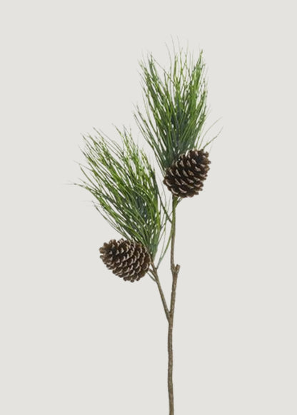 Tall Fake Winter Long Pine Needle Branch with Cones - 40"