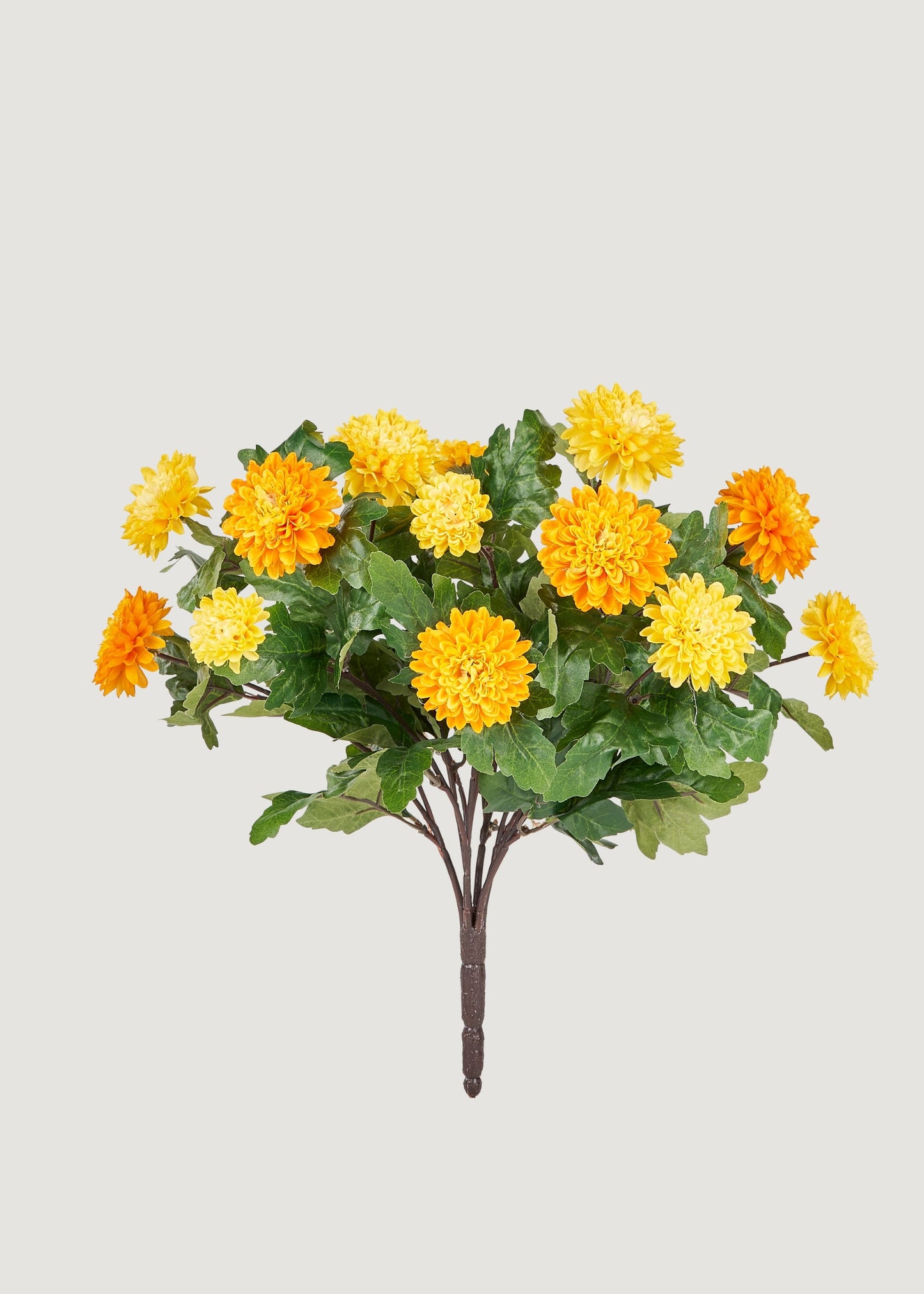 Yellow and Orange Artificial Mum Flower Bush - 14.5"