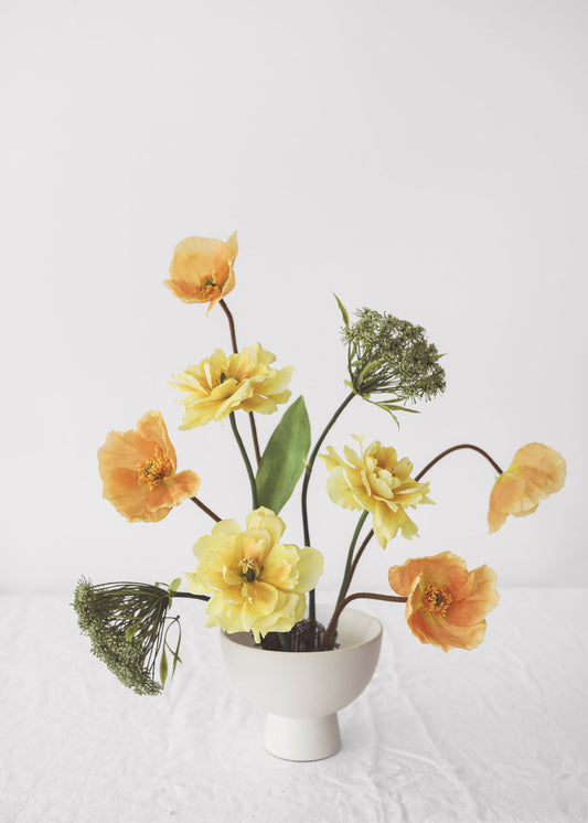 Artificial Poppy Flowers in Coral Orange - 29"