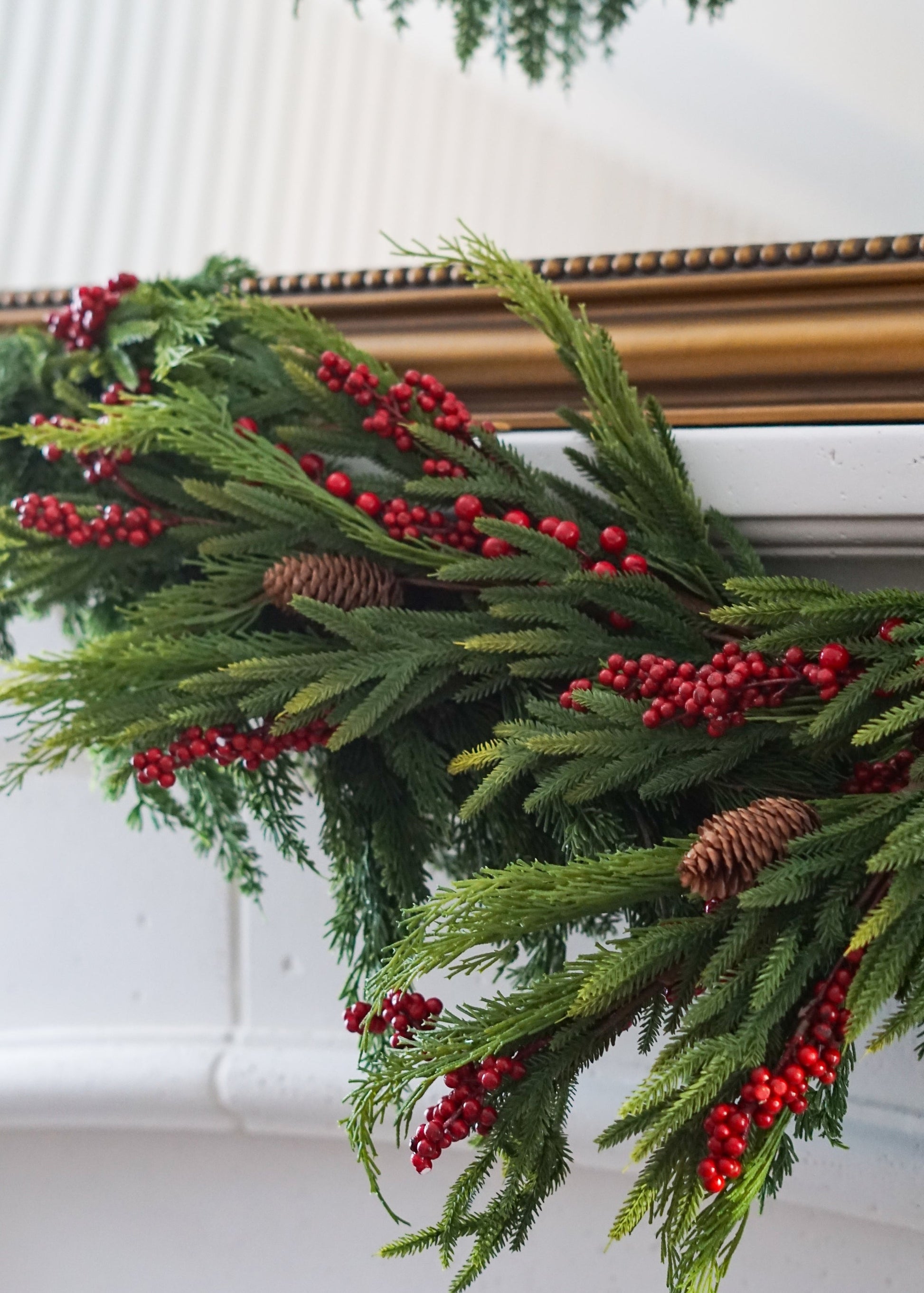 Artificial Winter Pine and Cone Branch with Red Berries - 37"