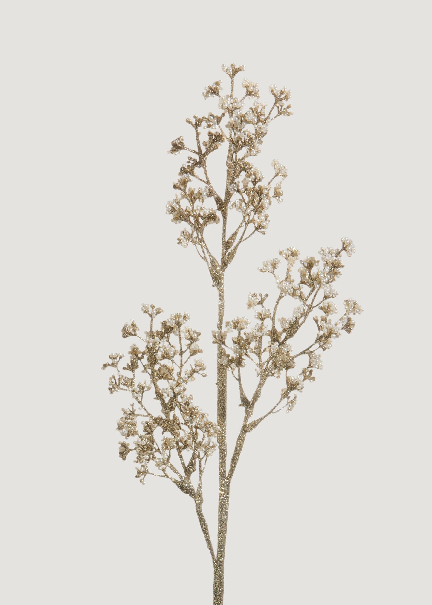 Fake Holiday Branch with Champagne Plastic Pearls - 24"
