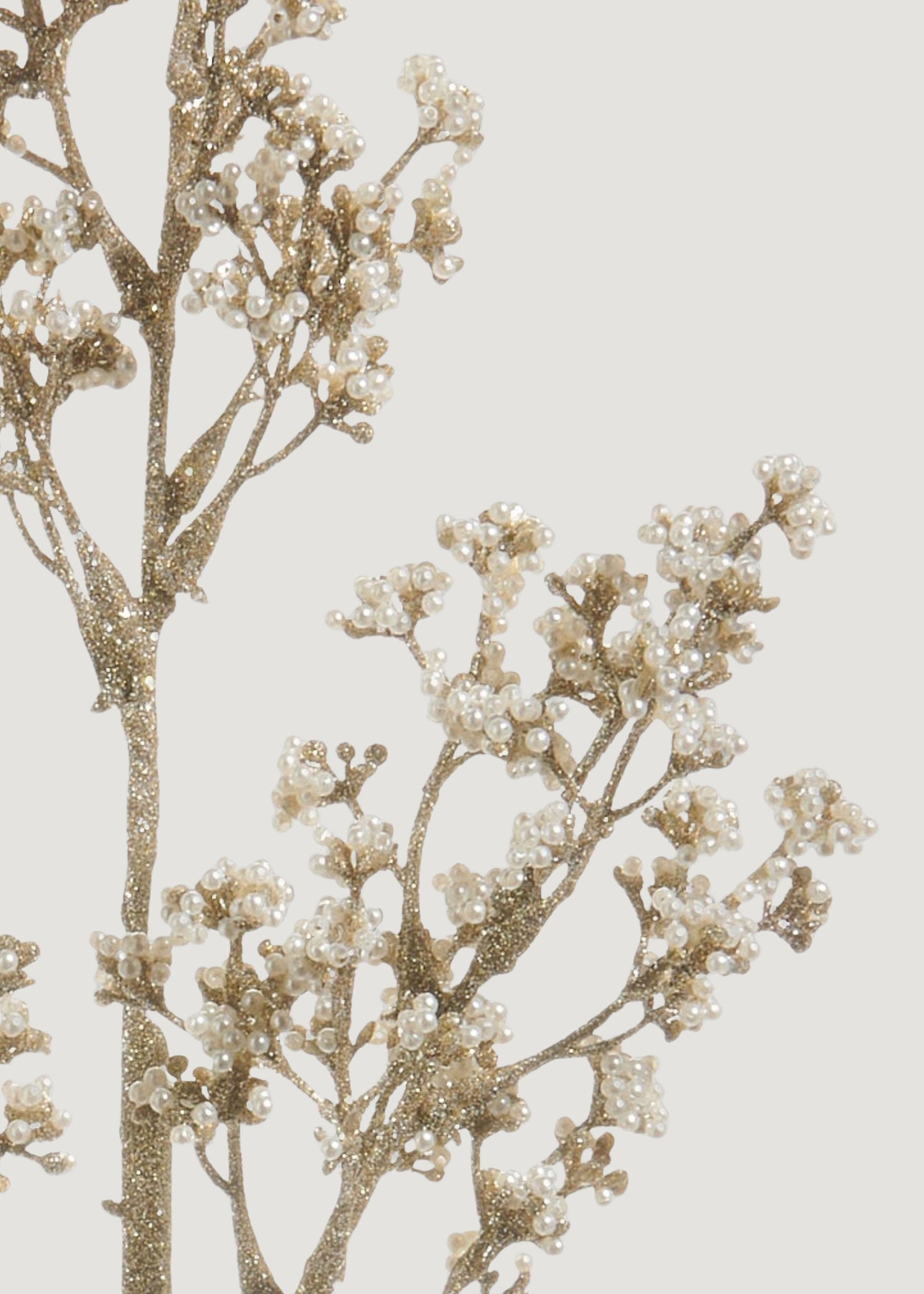 Fake Holiday Branch with Champagne Plastic Pearls - 24"