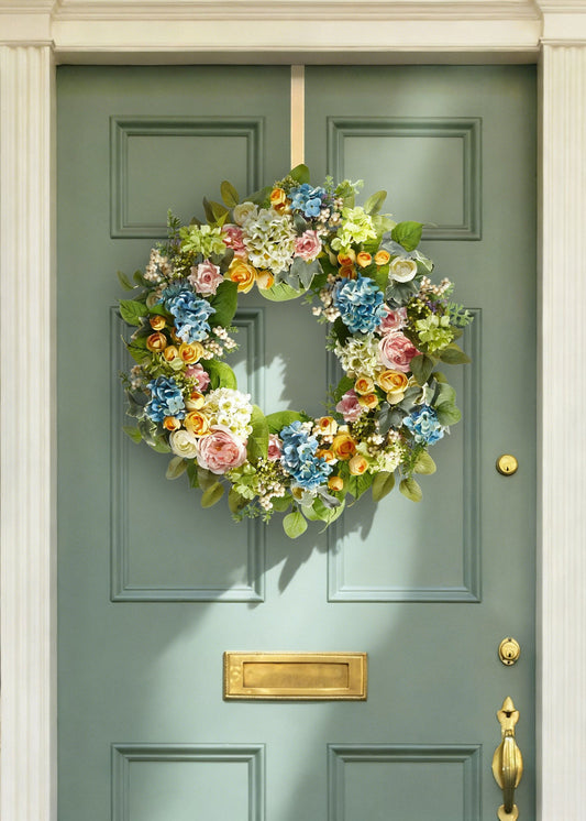 Fake Flower Spring Blooming Wreath - 26"