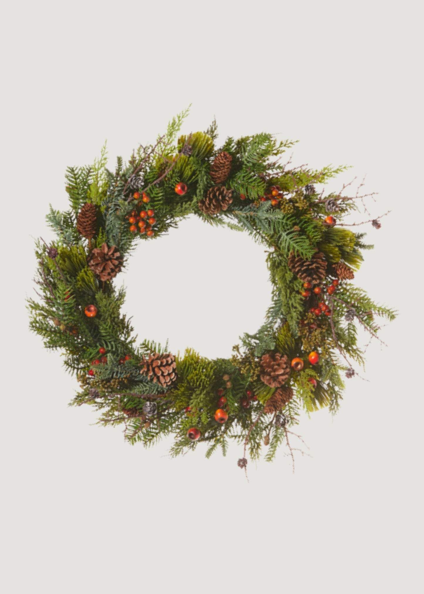 Festive Winter Pine and Pod Wreath - 24"